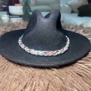 Zara Black Hat with Silver and Pink Band
